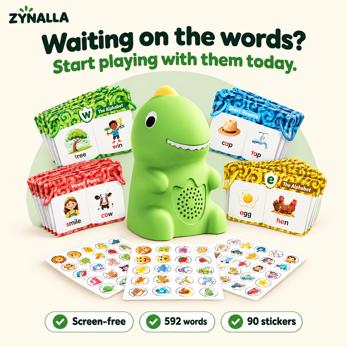 Zynalla Talking Dino with picture cards and sticker sheets