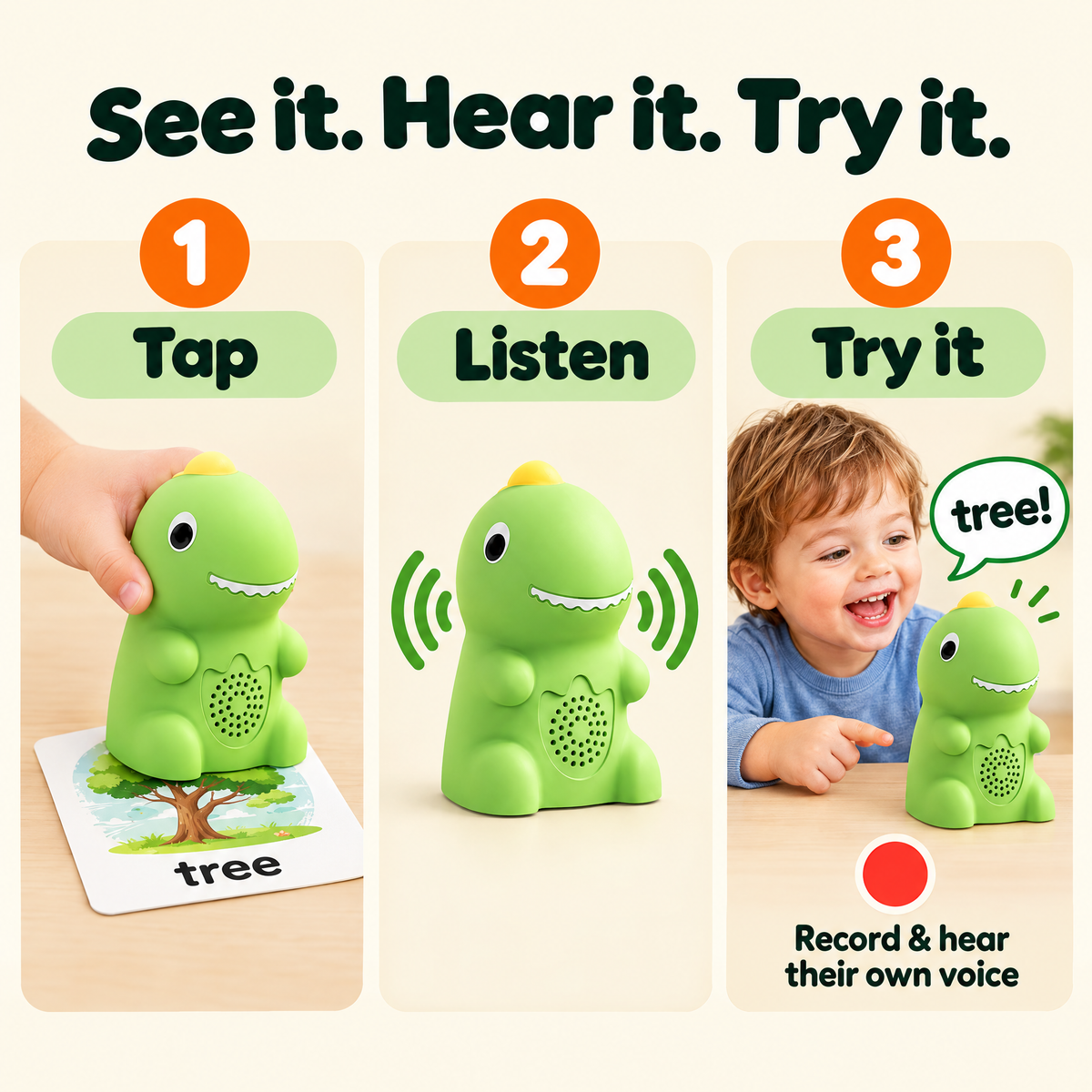 How it works: tap, listen, try it